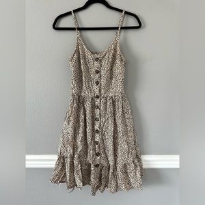 Button up cheetah print flowy dress